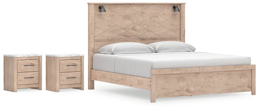 Cama Senniberg King con dos mesitas de noche