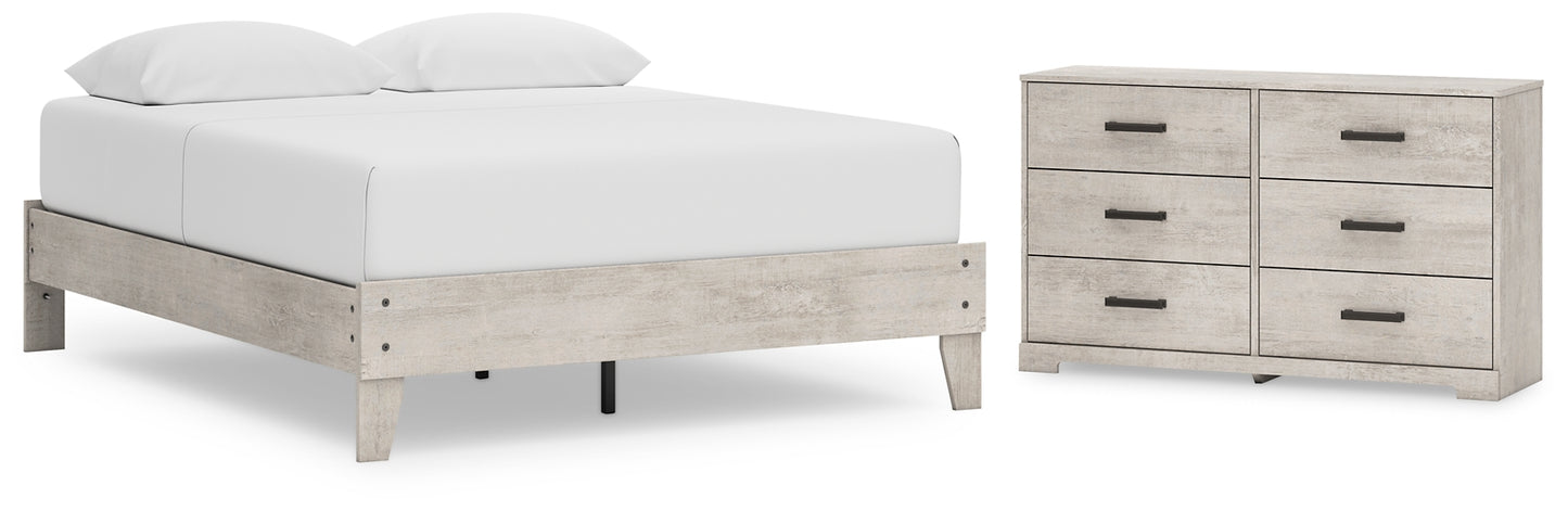 Cama Queen con plataforma y tocador Shawburn