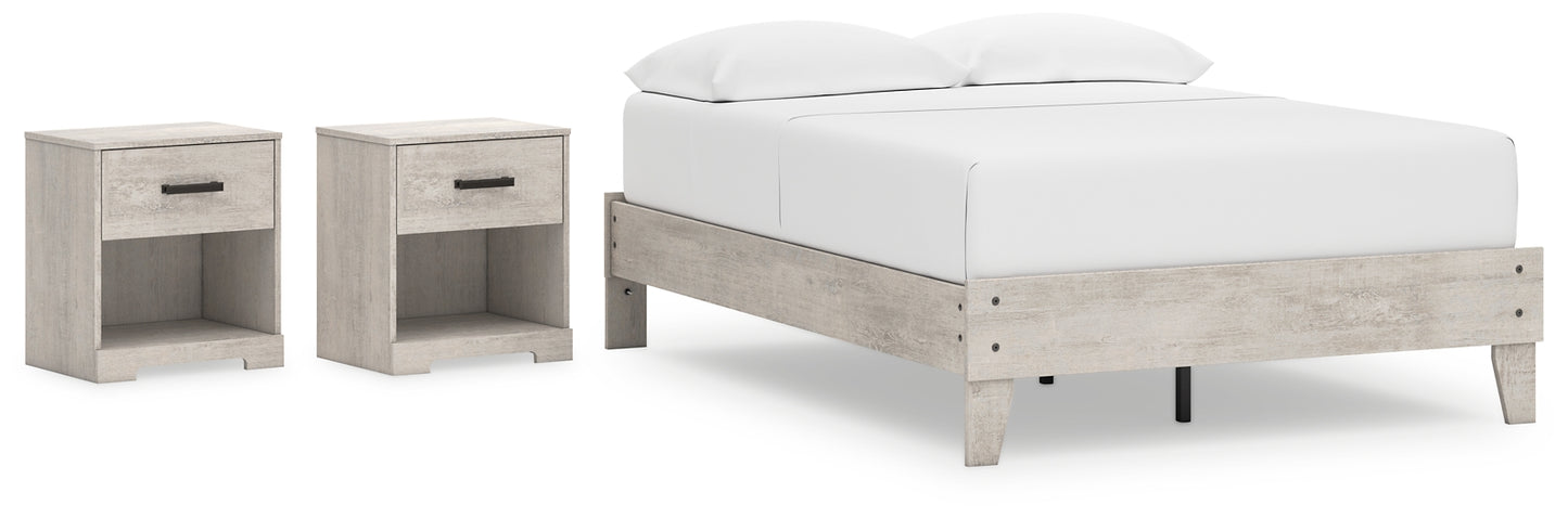 Cama de plataforma completa Shawburn con 2 mesitas de noche