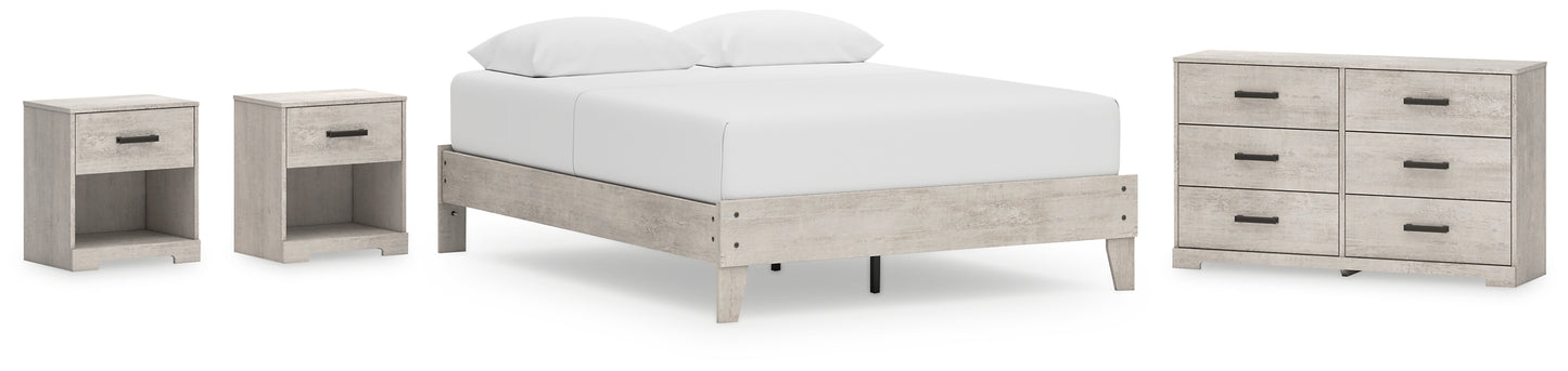 Cama tamaño queen con plataforma Shawburn, tocador y dos mesitas de noche