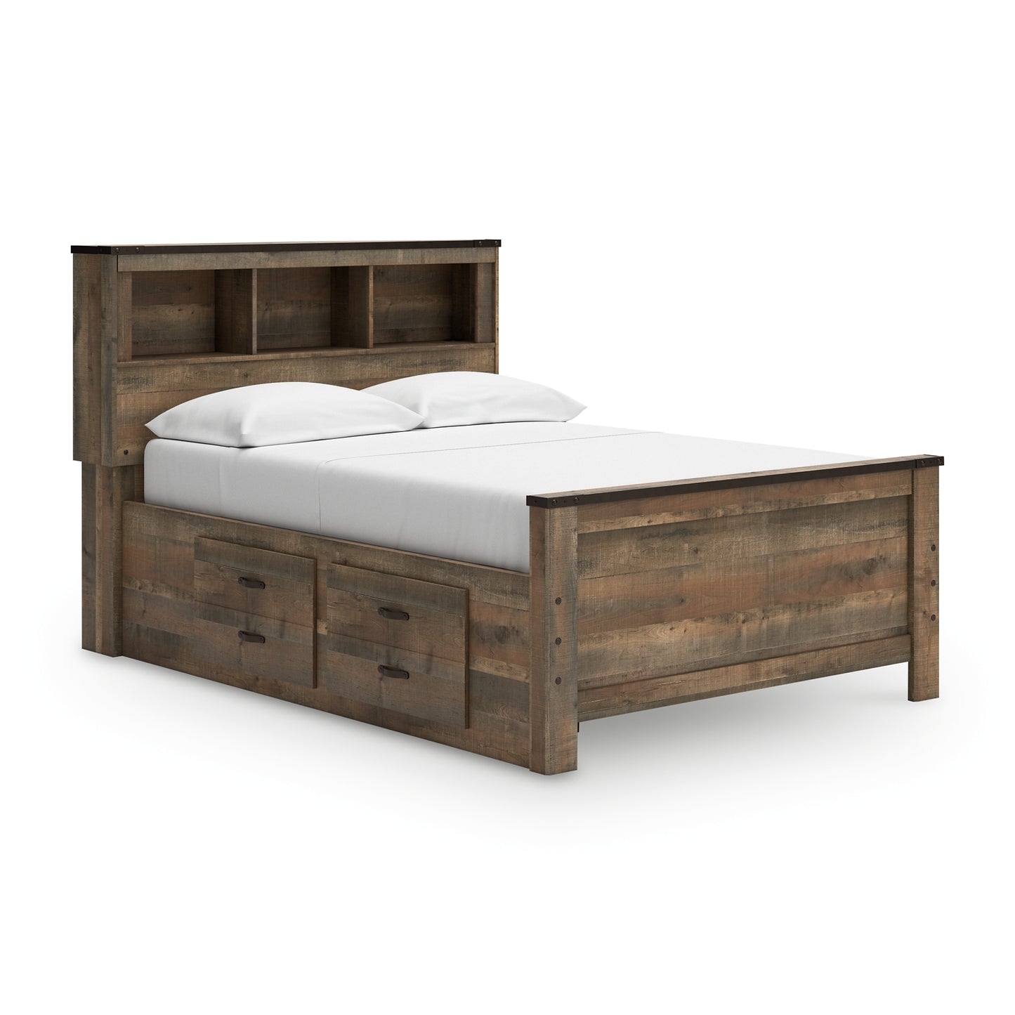 Cama con estantería Trinell y 2 cajones de almacenamiento