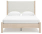 Cadmori Queen Upholstered Panel Bed with Mirrored Dresser, Chest and Nightstand